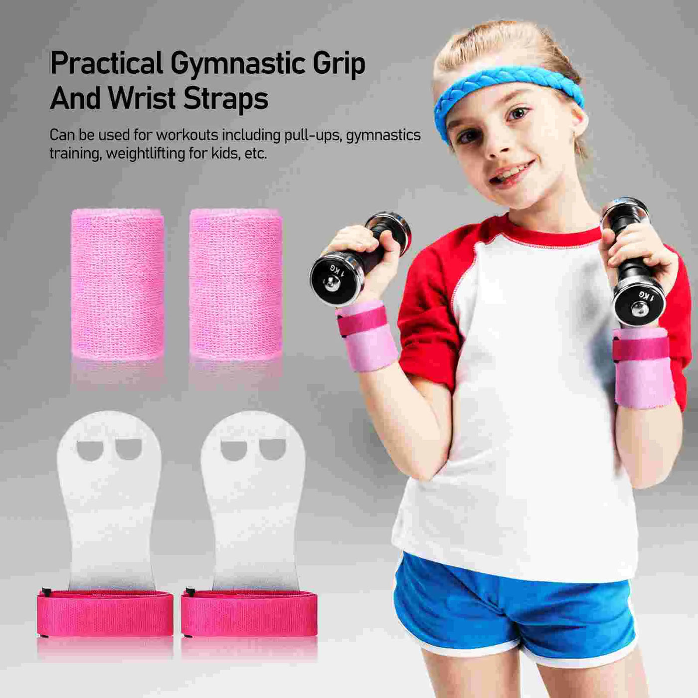 4 Pcs Gymnastics Grips Adjustable Elastic Wrist Straps Girls Kids Palm Protectors Workout Equipment Training Accessories Sport
