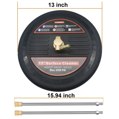 2500 PSI 13 Inch Pressure Washer Surface Ground Floor Cleaner Brush Water Broom for Karcher Lavor Anlu 1/4" Inch Quick Connector