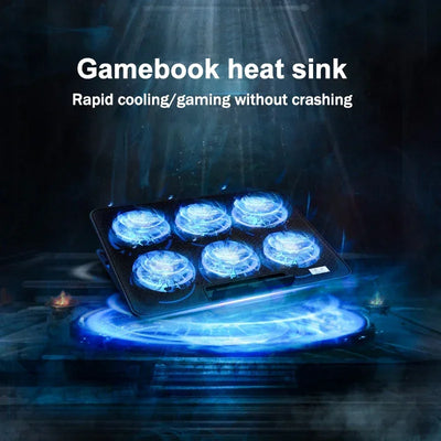 S6 Laptop Game 6 Cooling Fans Pad Compatible with 13-17.3 Inch Multi Heights Adjustable for Notebook Ultrabook Gamebook Macbook