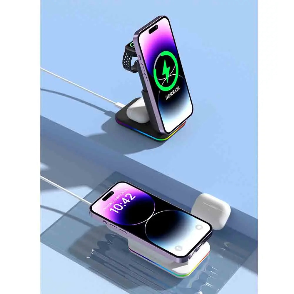 Portable 5000mAh Power Bank 3 in 1 Wireless Charging Station for iPhone & iWatch & Galaxy Watch for  Phones Airpods