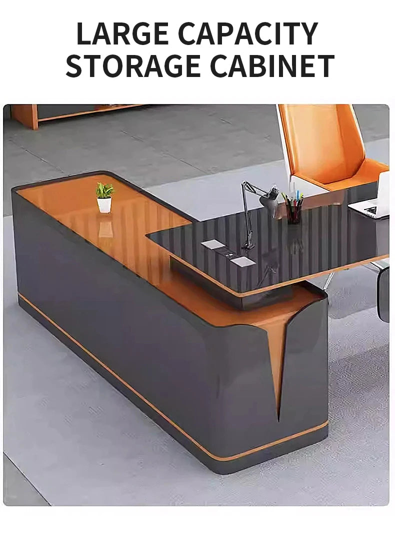 Modern Technology Boss Desk Lacquer Panel Piano Office Furniture Modular President Desk for Business  Luxury Office Furniture  b