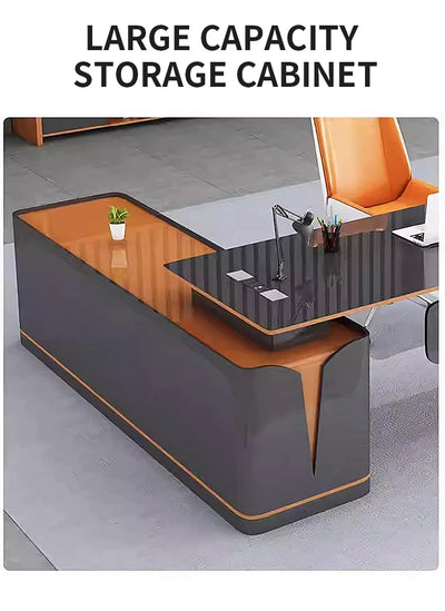 Modern Technology Boss Desk Lacquer Panel Piano Office Furniture Modular President Desk for Business  Luxury Office Furniture  b