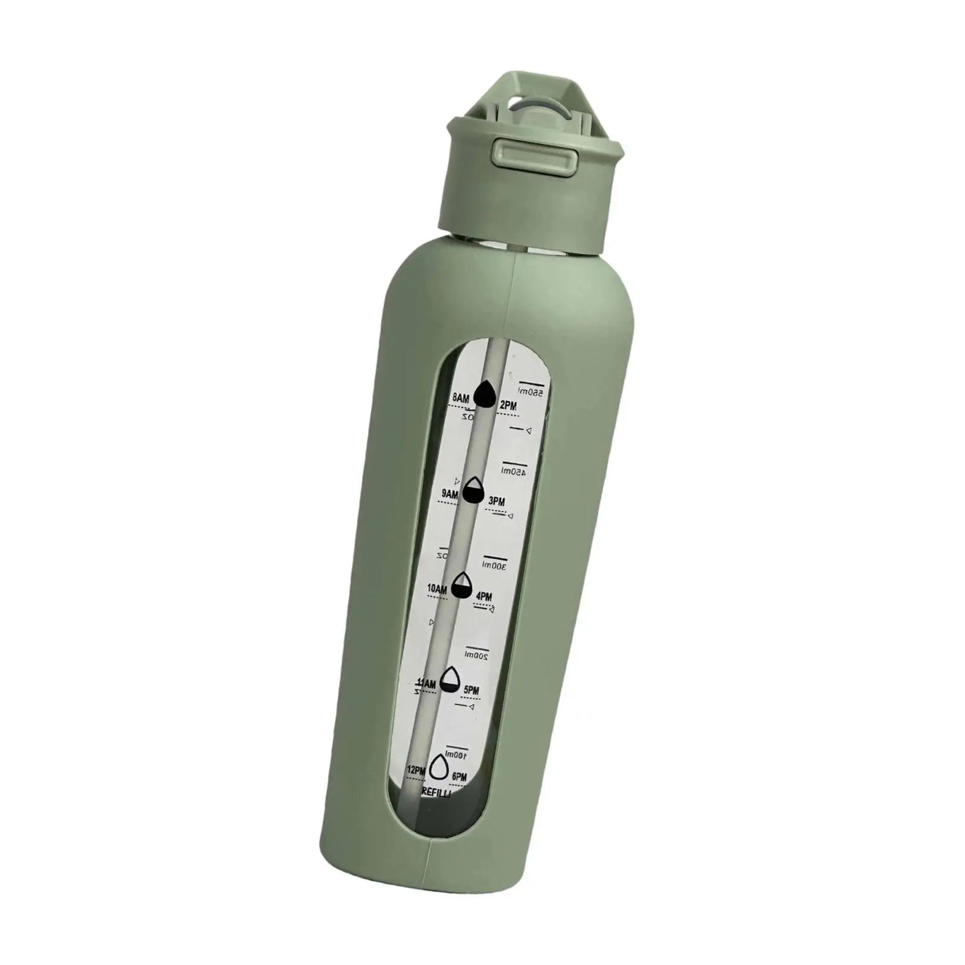 Glass Water Bottle with Silicone Sleeve Sports Bottle for Gym Travel Fitness