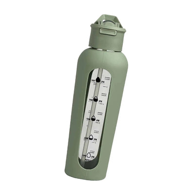 Glass Water Bottle with Silicone Sleeve Sports Bottle for Gym Travel Fitness