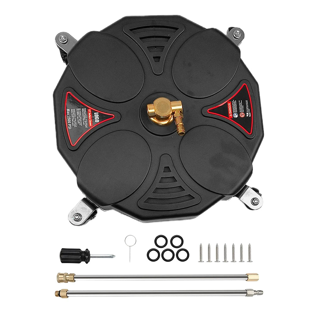 Pressure Washer 1/4 Quick Connector Surface Cleaner Attachment 2500PSI Stainless Steel with Extension Wand Replacement Nozzles