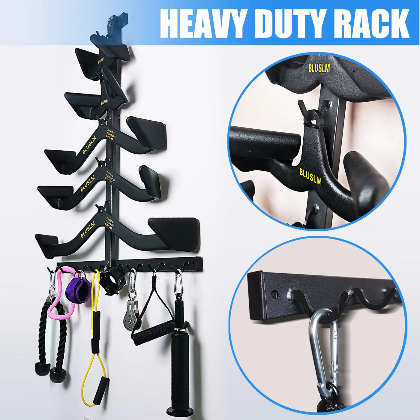 Wall Mount Fitness Equipment Storage Rack - Space-Saving Gym Organizer