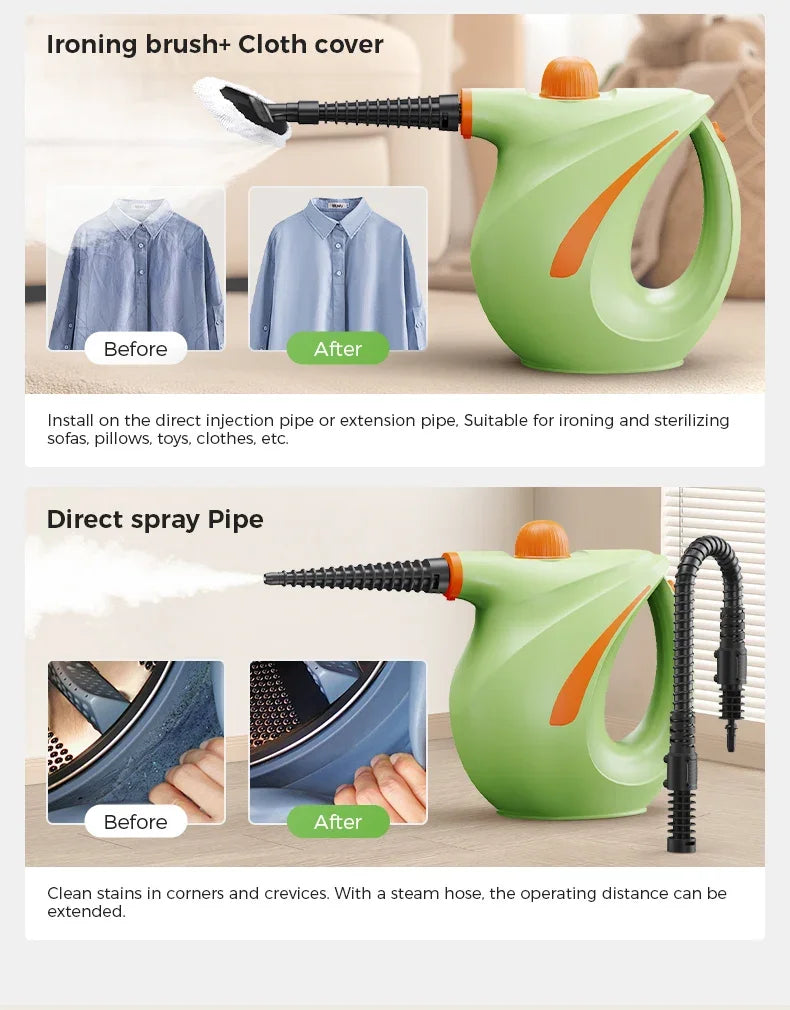 Pressurized Handheld Steam Cleaner for Home - Portable Multi-purpose High Pressure Deep Multi-surface Cleaning Steamer Machine