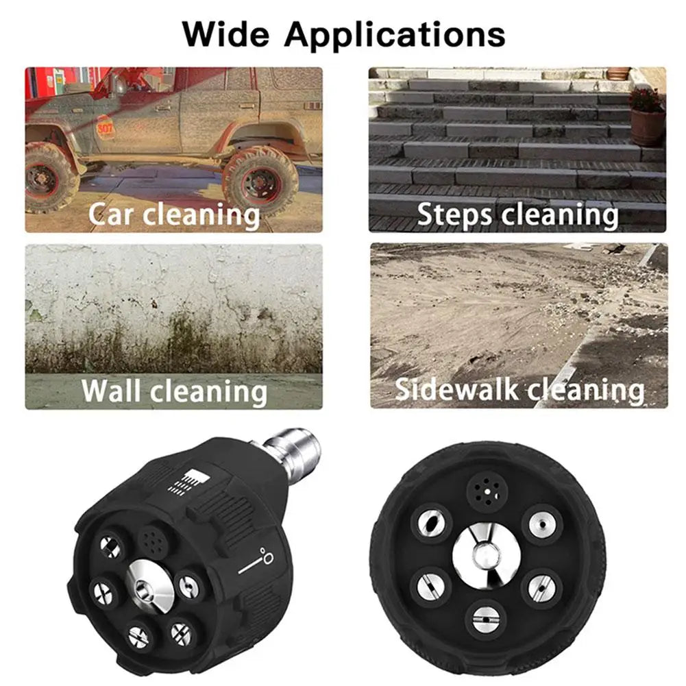 Pressure Washer Nozzle 6in1 Universal 4000Psi High Pressure Washer Spray Nozzle Garden Cleaning Pressure Jet Connect Spray Head