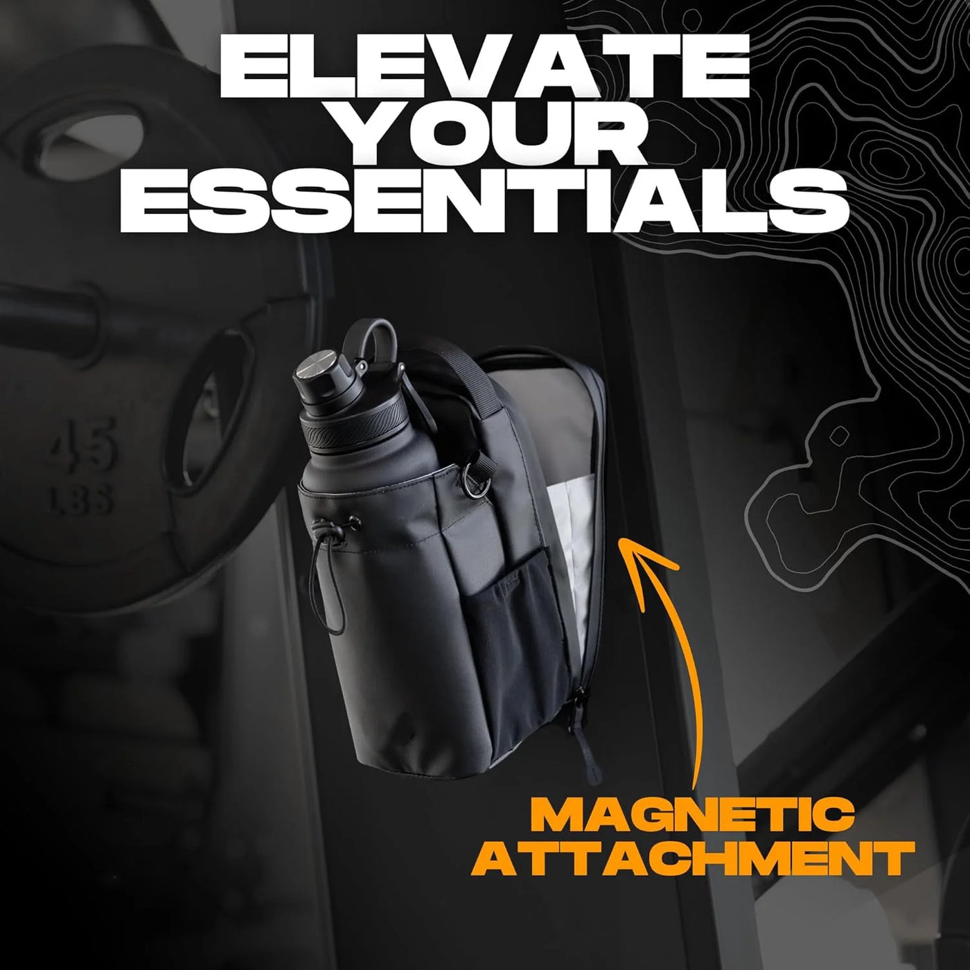 Gym Water Bottle Magnetic Bag-Ultra-Light Water-Resistant, Multi-Way Wear with Adjustable Straps for Fitness