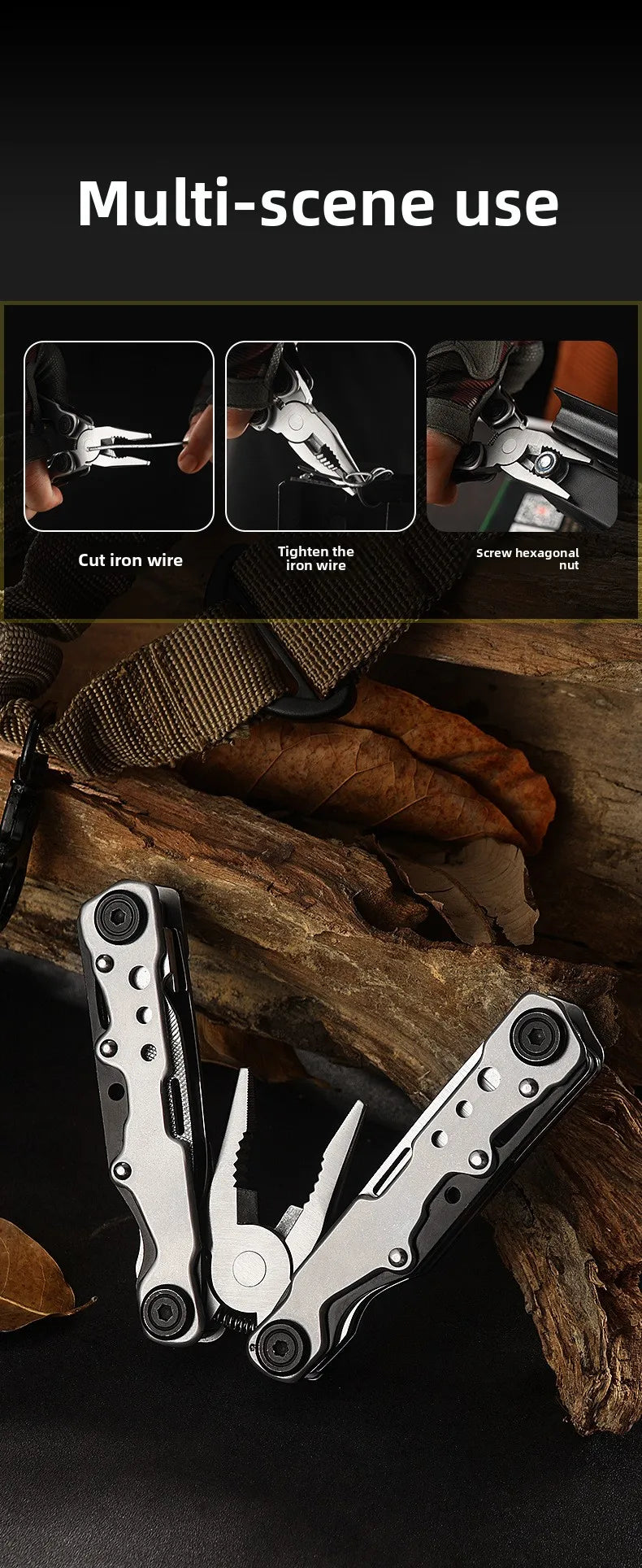 Multifunctional pliers mini tool pliers steel folding pliers multi-purpose knife pliers emergency outdoor home portable
