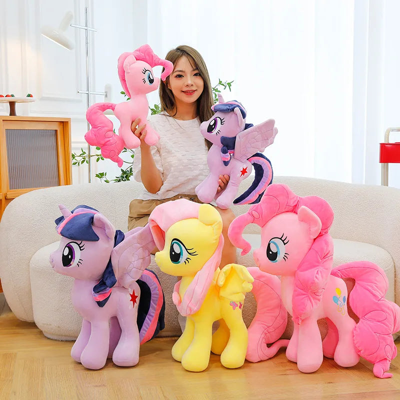 New My Little Pony Plush Doll Anime Twilight Sparkle Fluttershy Pinkie Pie Cartoon Soft Ornament Birthday Kawaii Toy Kid Gift