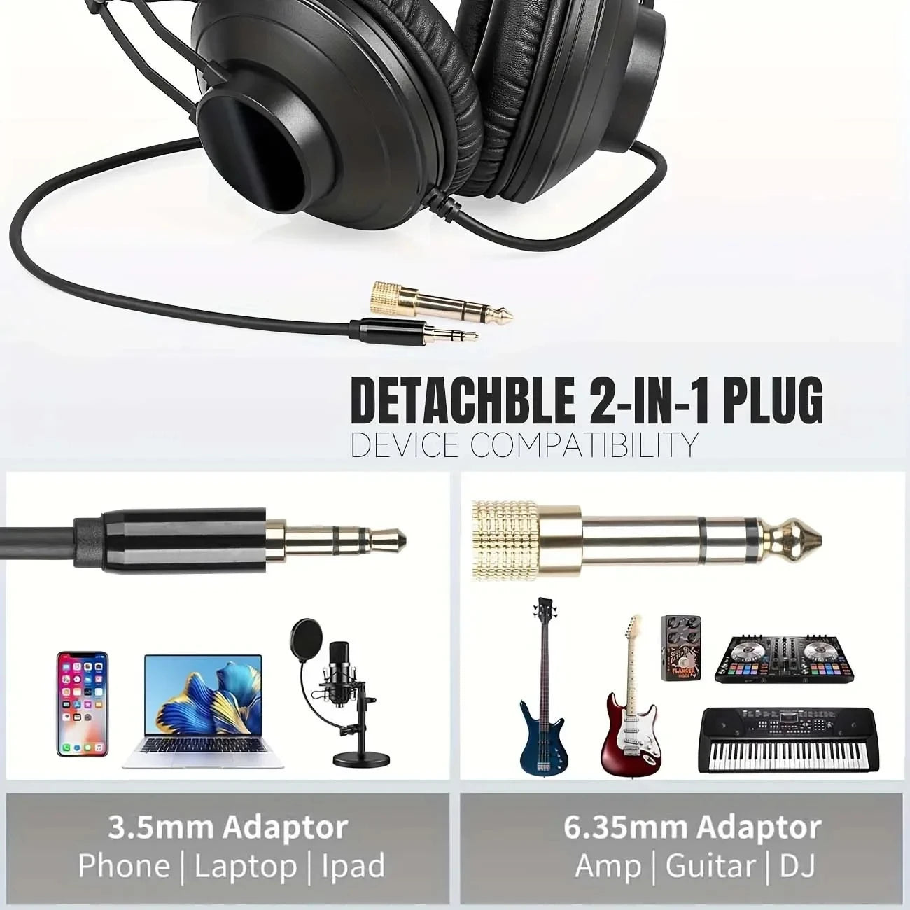 EYOUO Studio headphones with excellent sound quality, suitable recording, podcasting, DJing, and playing the keyboard.