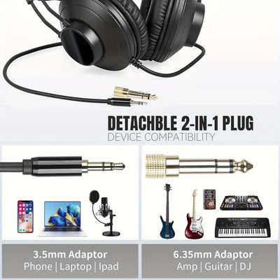 EYOUO Studio headphones with excellent sound quality, suitable recording, podcasting, DJing, and playing the keyboard.