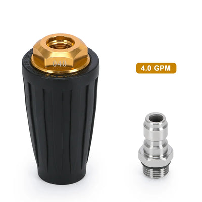 Turbo Nozzle for Pressure Washer 360° Rotating with 1/4" Quick Connector, 4000 PSI, Orifice 2.0/2.5/3.0/3.5/4.0 GPM