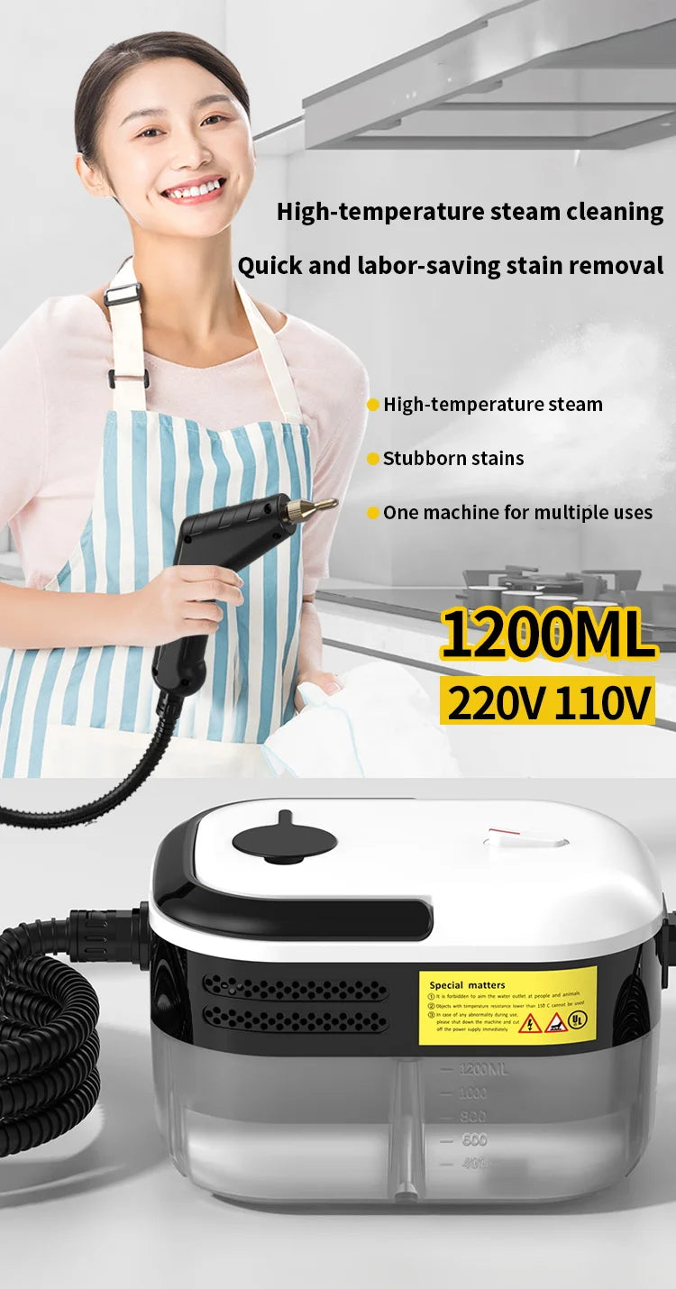 Steam Cleaner High Pressure and Temperature Handhled Steam Mop Commercial Household Air Conditioner Kitchen Hood Car Jet Washer