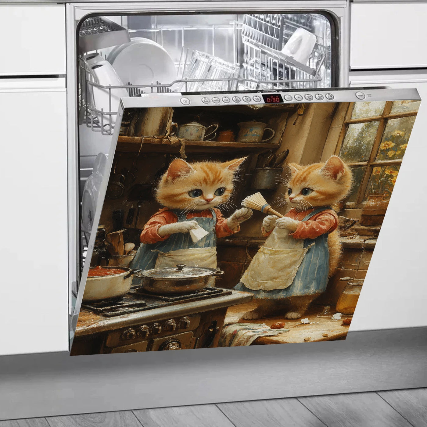 Easy-Clean Magnetic Dishwasher Door Cover - No Glue Needed, Perfect for Kitchen Decor & Stainless Steel Panels, 23.03x25.59 inch