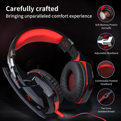 Gaming Headphones Wired Headset with Microphone 3.5mm Surrond Sound Stereo Deep Bass for PS4 PS5 PC Laptop XBOX Gamer Glowing