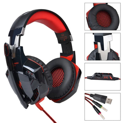 Gaming Headphones Wired Headset with Microphone 3.5mm Surrond Sound Stereo Deep Bass for PS4 PS5 PC Laptop XBOX Gamer Glowing