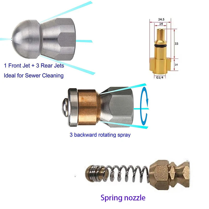 Pressure Washer Sewer Drain Water Cleaning Hose Car Washer Pipe Line Cleaning Kit Sewage Jet Hose For Lavor /  Sterwins / Vax