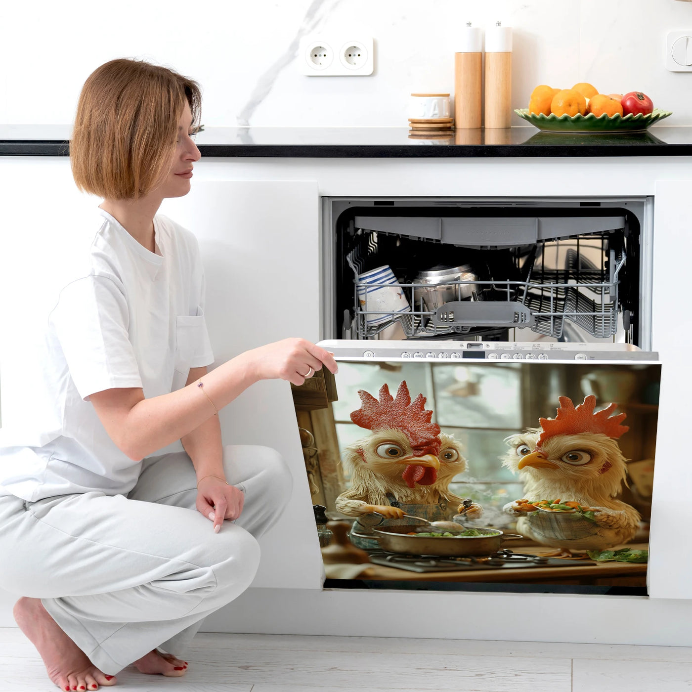 Easy-Clean Magnetic Dishwasher Door Cover - No Glue Needed, Perfect for Kitchen Decor & Stainless Steel Panels, 23.03x25.59 inch