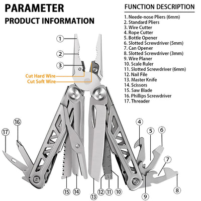 Multitool Folding Knives Pliers Wire Cutter Can Opener Screwdriver Scissor Clamp Hand Tools Diy EDC Survival Gear Manual Pliers