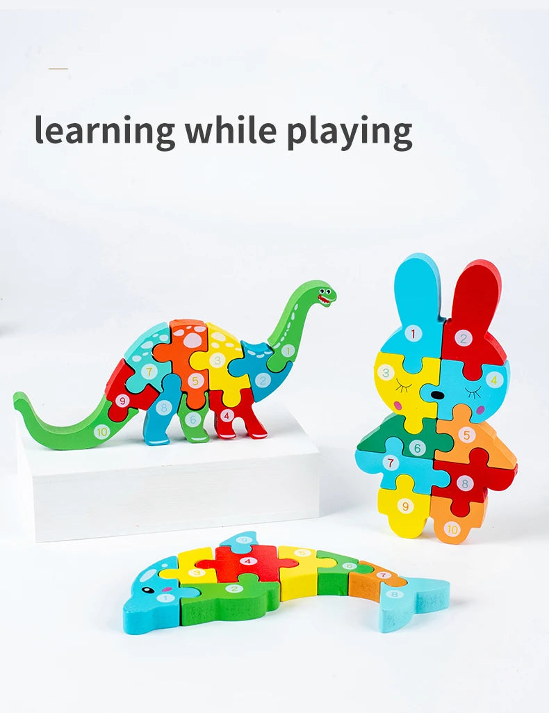 Montessori Wooden Toddler Puzzles for Kids Montessori Toys for Toddlers 2 3 4 Years Old for Toddler Dinosaur Toy
