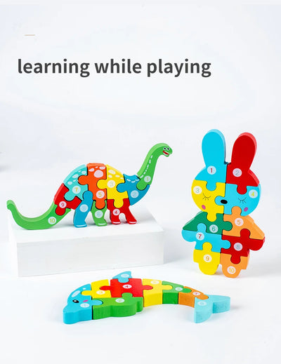 Montessori Wooden Toddler Puzzles for Kids Montessori Toys for Toddlers 2 3 4 Years Old for Toddler Dinosaur Toy