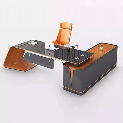 Modern Technology Boss Desk Lacquer Panel Piano Office Furniture Modular President Desk for Business  Luxury Office Furniture  b