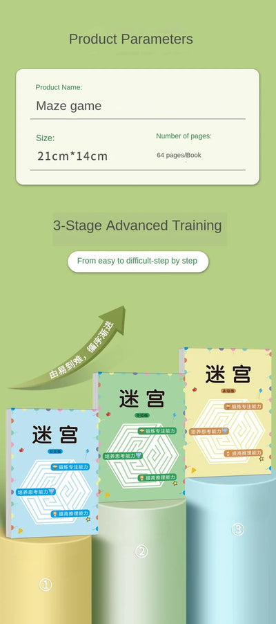 Children Maze Game Book Student Concentration Training Intellectual Development Educational Early Learning Toys Kids Gifts