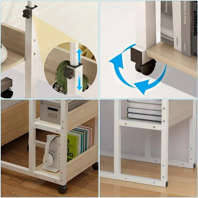 Home Office Desk Movable Height Adjustable Creative PC Vertical Laptop Desk for Study Bedroom Living Room