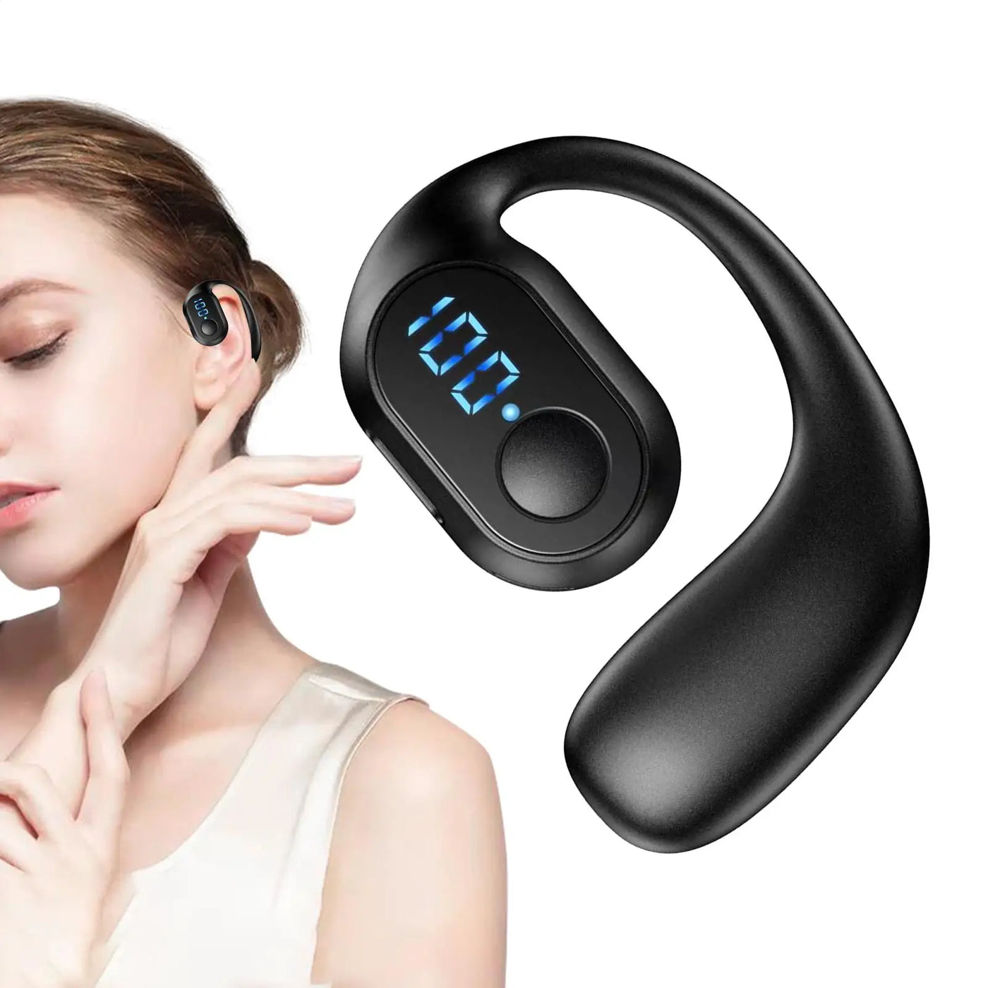 Handsfree Earpiece BT 5.3 Sweat Resistant Wireless Sport Headphones Ipx5 Waterproof Noise Reduction For Sport Running Workout