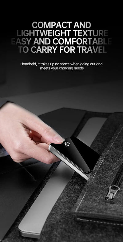 Portable Charger Powerbank With Cable PD20W Power Bank Wireless 15W With Phone Holder LED Display Mobile Phone Backup Battery