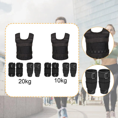 Weight Vest Sports Strength Training Running Breathable Muscle Building Versatile with Leg and Hand Straps Exercise Workout Gear