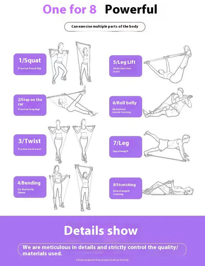 Adjustable Pilates Stick - Portable Fitness Bar with Resistance Bands