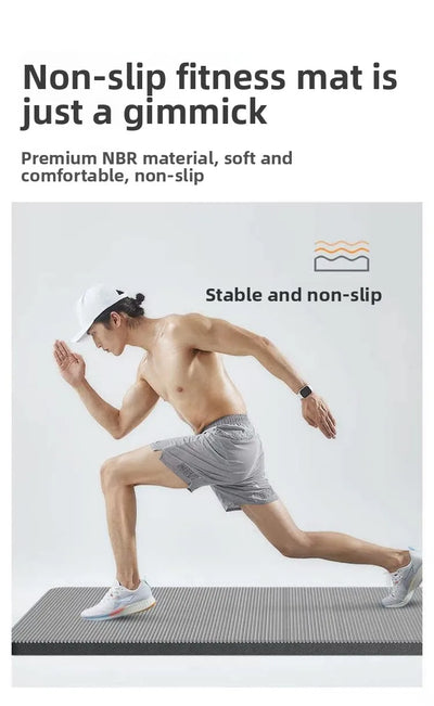 Men's Fitn Yoga Mat Thiened 20mm Wide Long Anti-slip Sports Yoga Mat Home Use Exercise Equipment l Rubber Pure Color