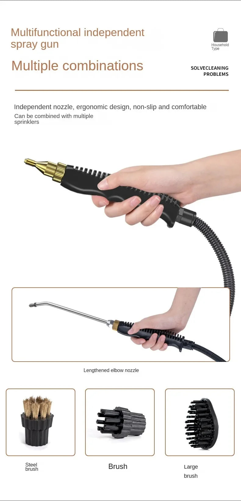 2025 New 1500W handheld steam cleaner Suitable for kitchen Bathroom Air conditioning Steam cleaning tools Portable steam cleaner