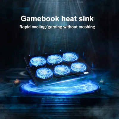 S6 Laptop Game 6 Cooling Fans Pad Compatible with 13-17.3 Inch Multi Heights Adjustable for Notebook Ultrabook Gamebook Macbook