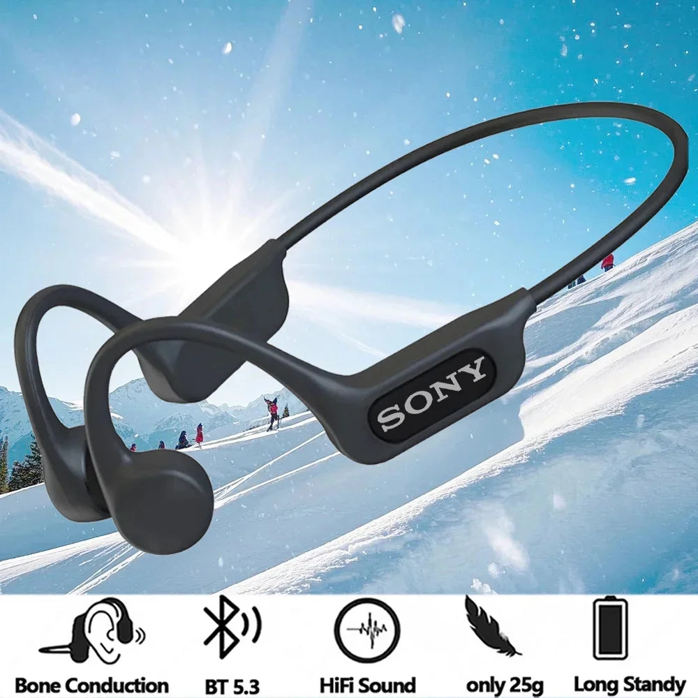 Bone Conduction Headphones, Open-Ear Wireless Bluetooth Workout Headphones with Microphones, Earphones for Sports, Running, Gym