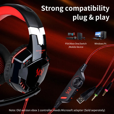 Gaming Headphones Wired Headset with Microphone 3.5mm Surrond Sound Stereo Deep Bass for PS4 PS5 PC Laptop XBOX Gamer Glowing