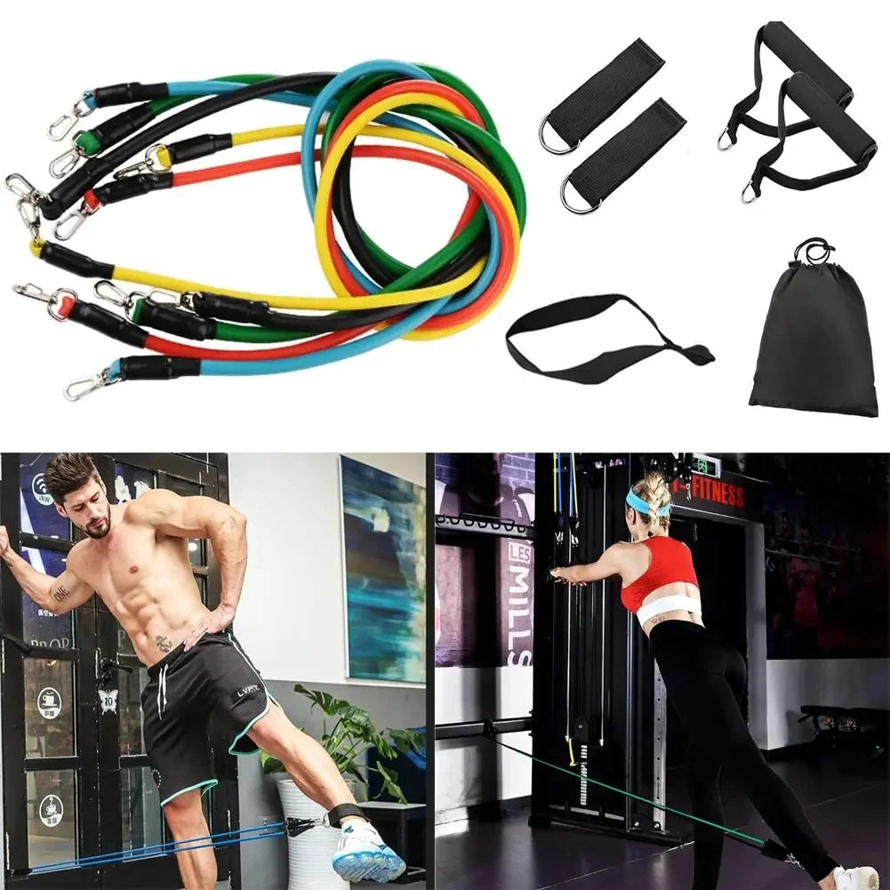 11-Piece Resistance Bands Set - Complete Home Gym Workout Kit