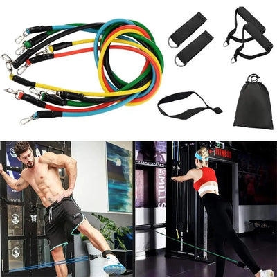 11-Piece Resistance Bands Set - Complete Home Gym Workout Kit