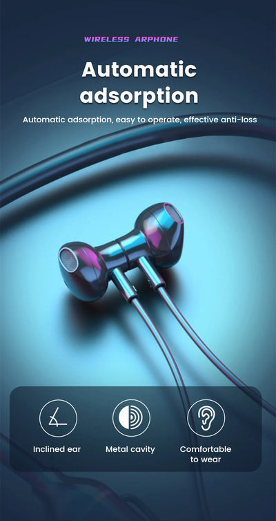 Wireless Headset 5.3 Neck Strap Headset Gaming LED display Stereo Sports headset with magnetic earbuds