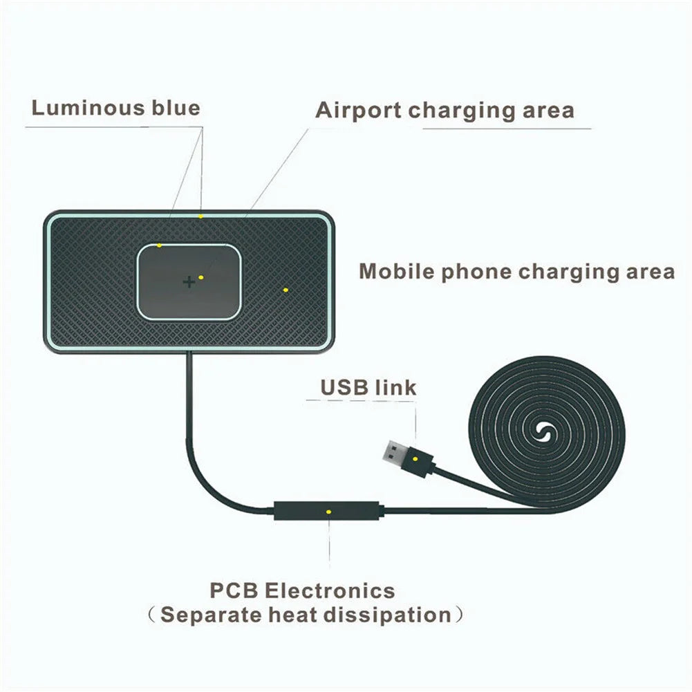15W Wireless Charger Pad Car Fast Charging Phone Stand Dock For Phone Car Wireless Charging Launch Pad