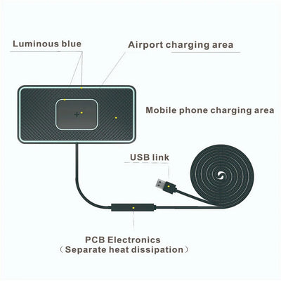 15W Wireless Charger Pad Car Fast Charging Phone Stand Dock For Phone Car Wireless Charging Launch Pad