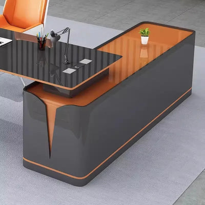 Modern Technology Boss Desk Lacquer Panel Piano Office Furniture Modular President Desk for Business  Luxury Office Furniture  b
