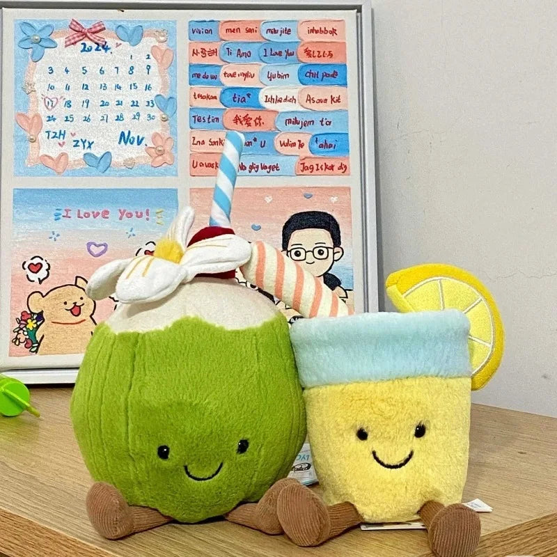 2025 New Simulation Lemon Soda Coconut Doll Stuffed Plush Toy Cartoon Anime Cute Pillow For Children'S Birthday Gift Fun Doll