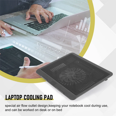 Laptop Fan Cooling Pad with Big Fans, Portable Laptop Cooling Fan with 2 in 1 USB Port, Blue LED Light, Adjustable Stand