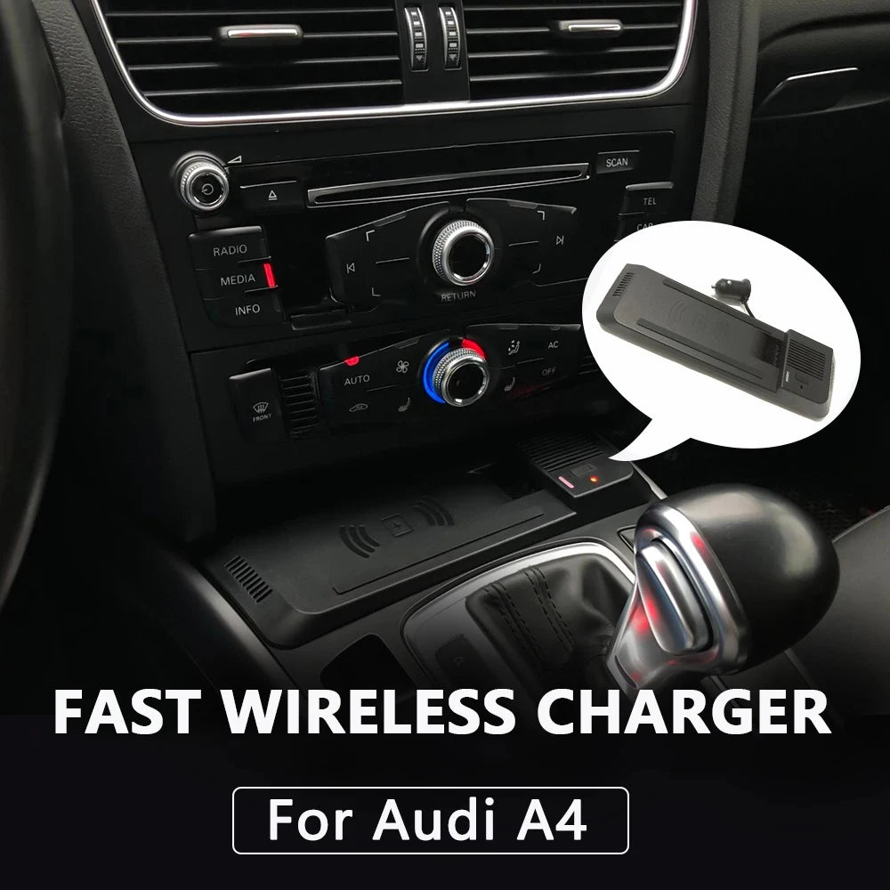 wireless charging pad for Audi A4 B8 B9 A4 Allroad A5 S5 RS5 Q5 SQ5 Fast phone charger mobile holder usb Center console