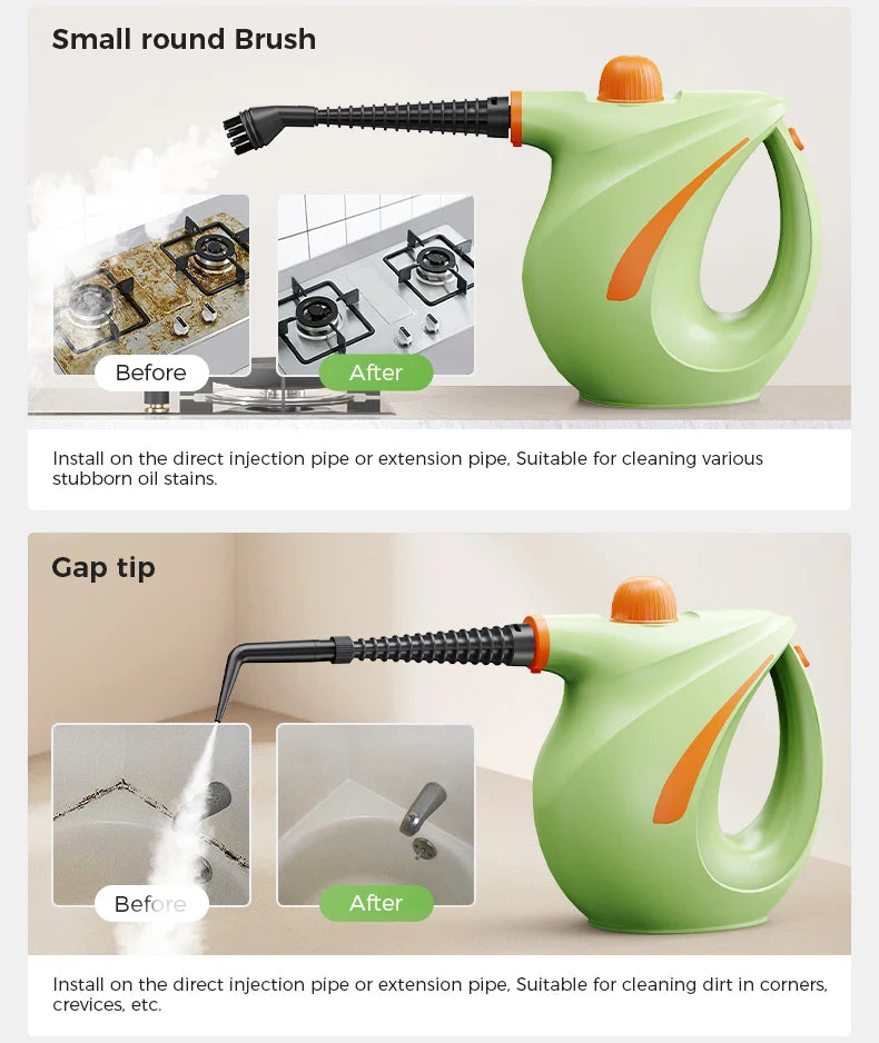 Pressurized Handheld Steam Cleaner for Home - Portable Multi-purpose High Pressure Deep Multi-surface Cleaning Steamer Machine