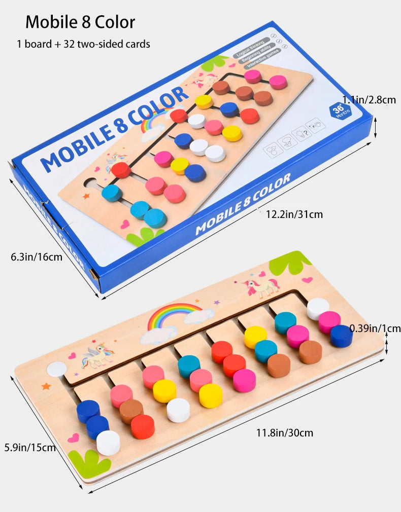 Montessori Learning Toys Mobile Color and Shape Puzzle,Matching Brain Teasers Logic Game Early Educational Wooden Toys for Kids